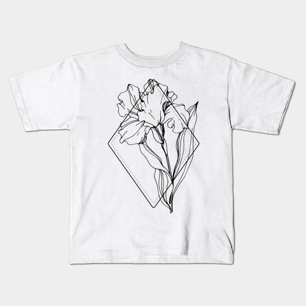 February Birth Flower Iris Kids T-Shirt by Annalaven